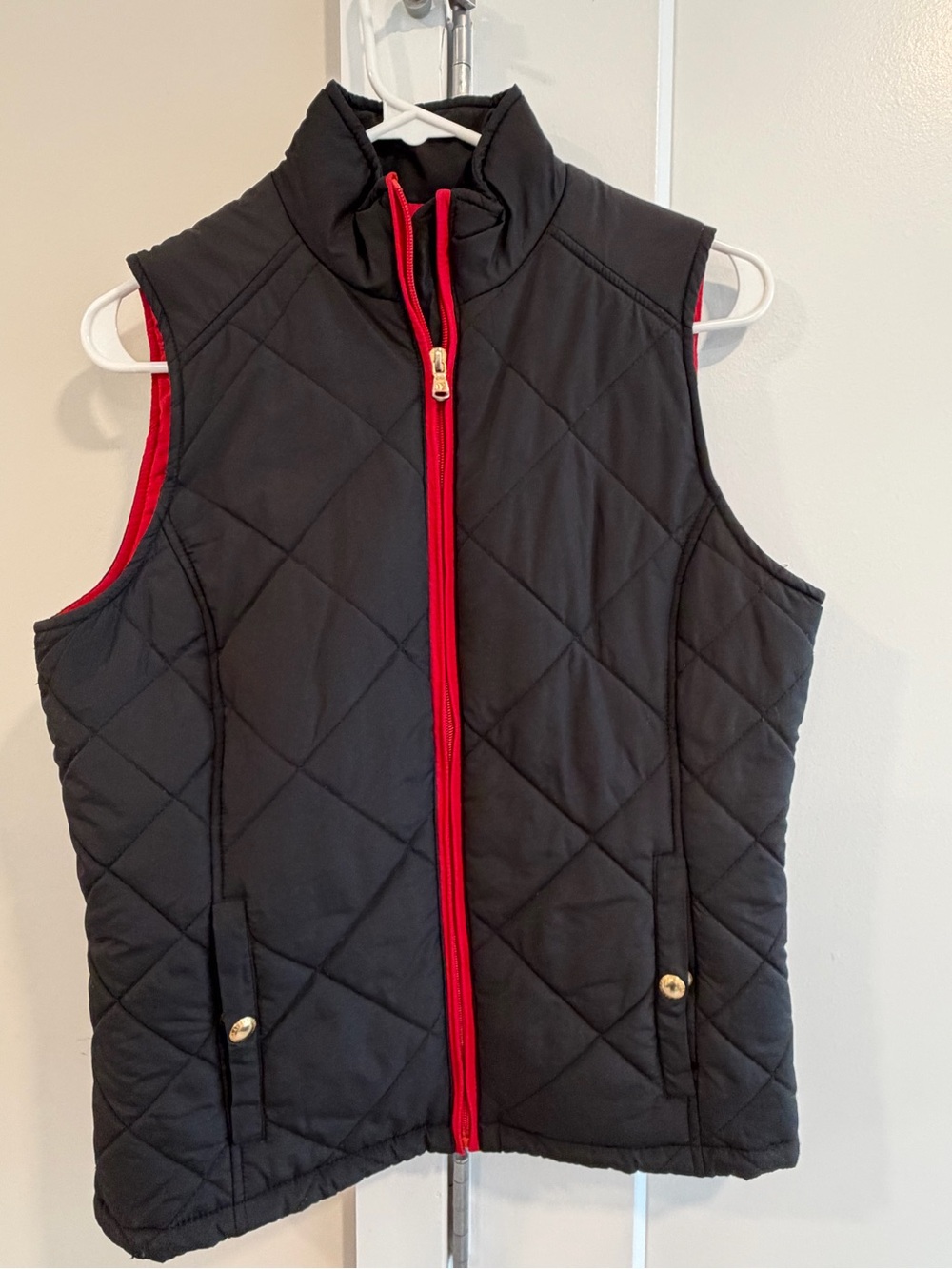 Ralph Lauren Black Quilted Vest with Red Interior